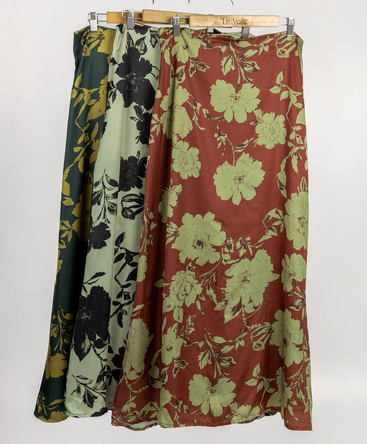 Floral Satin Skirt