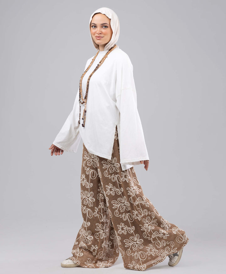 Embroidered Mesh Pants