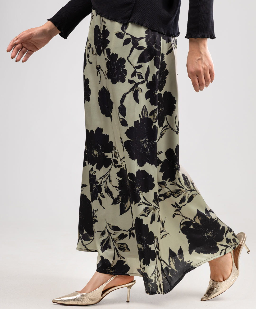 Floral Satin Skirt