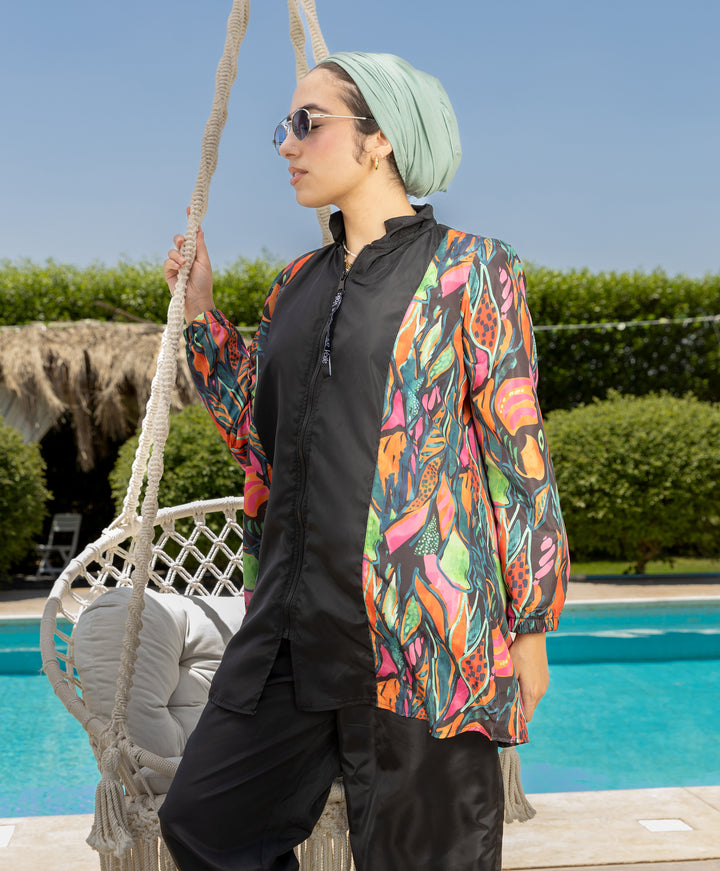 Side Printed Modest Burkini