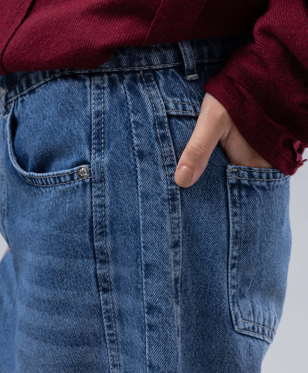 Cuffed Denim Pants
