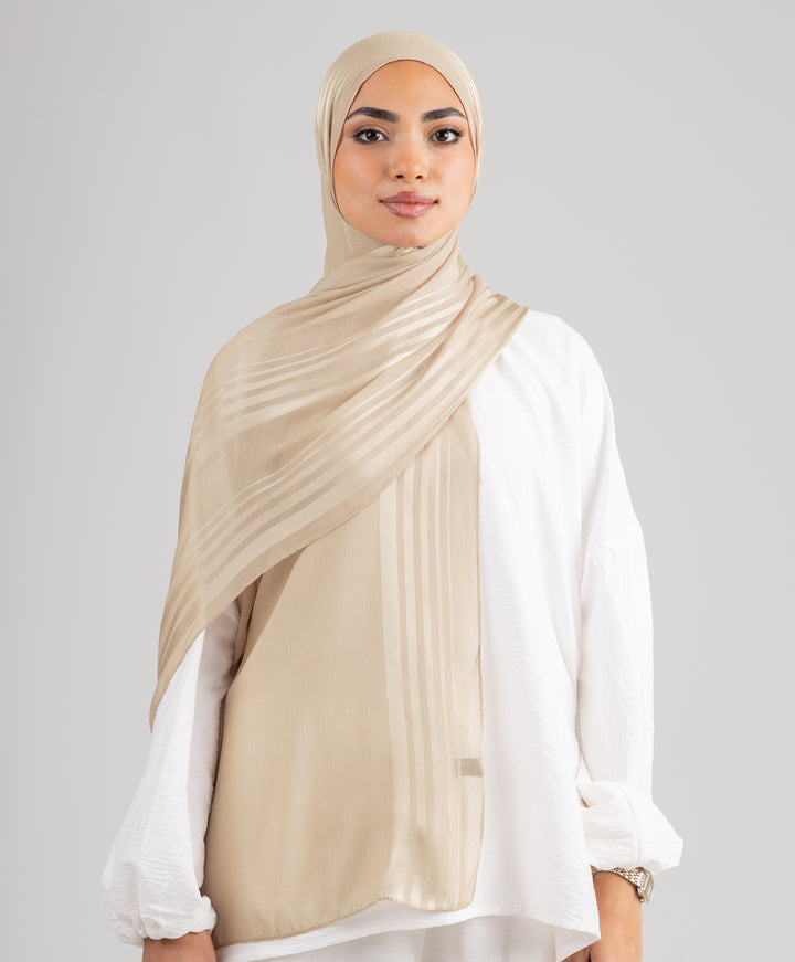 Stripe Satin Chiffon Scarf