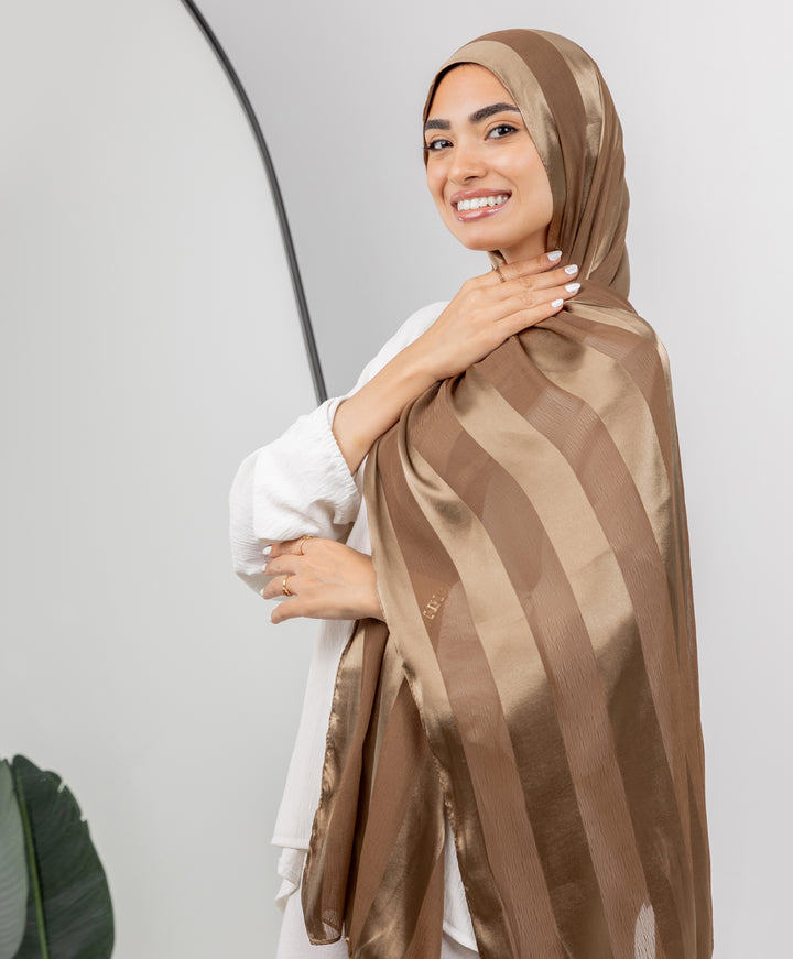 Crinkle Satin Chiffon Scarf