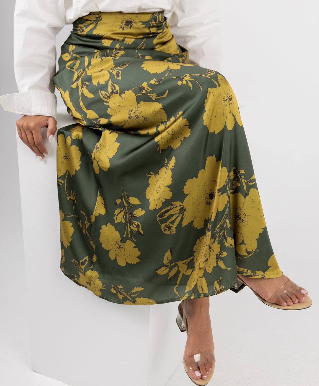 Floral Satin Skirt