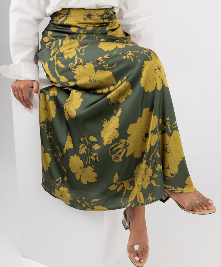 Floral Satin Skirt