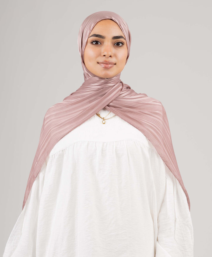 Striped Satin Chiffon Scarf