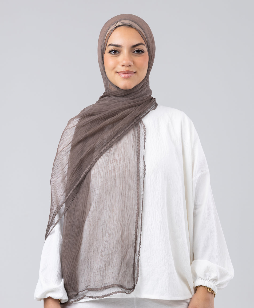 Lace Trim Crinkle Scarf