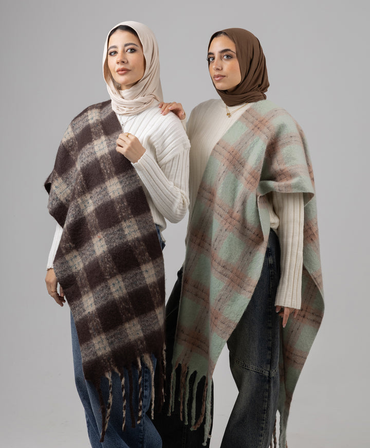 Cozy Plaid Winter Shawl