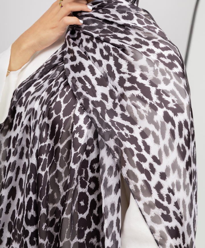 Leopard Satin Chiffon Scarf