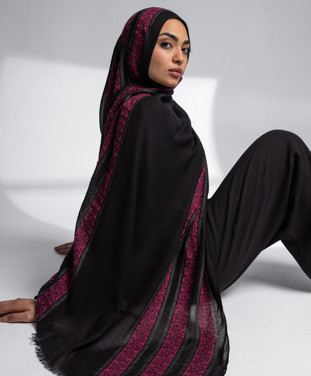 Midnight Lace Linen Scarf