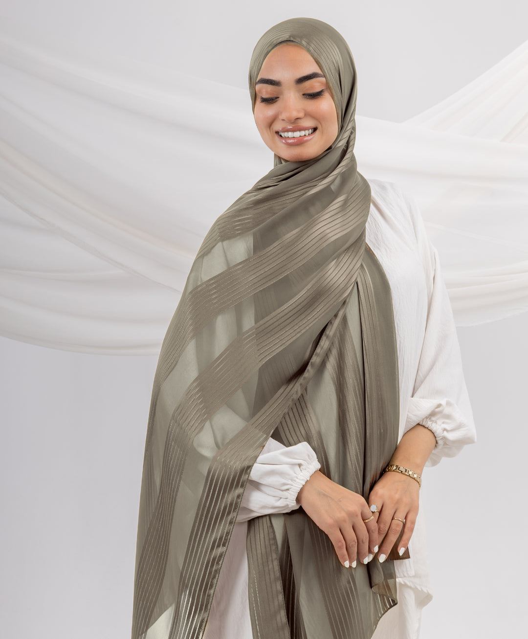 Glittery Crinkle Satin Chiffon Scarf