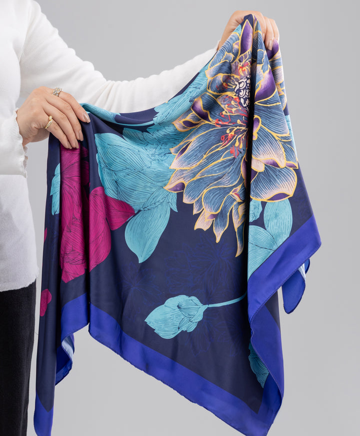 Printed Satin Square Scarf