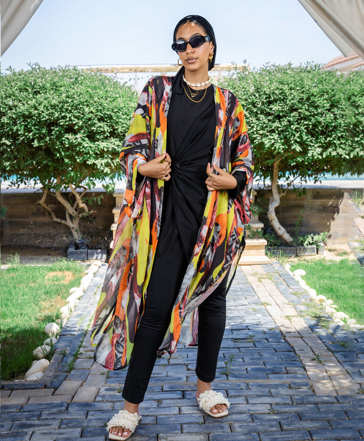 Printed Chiffon Kimono