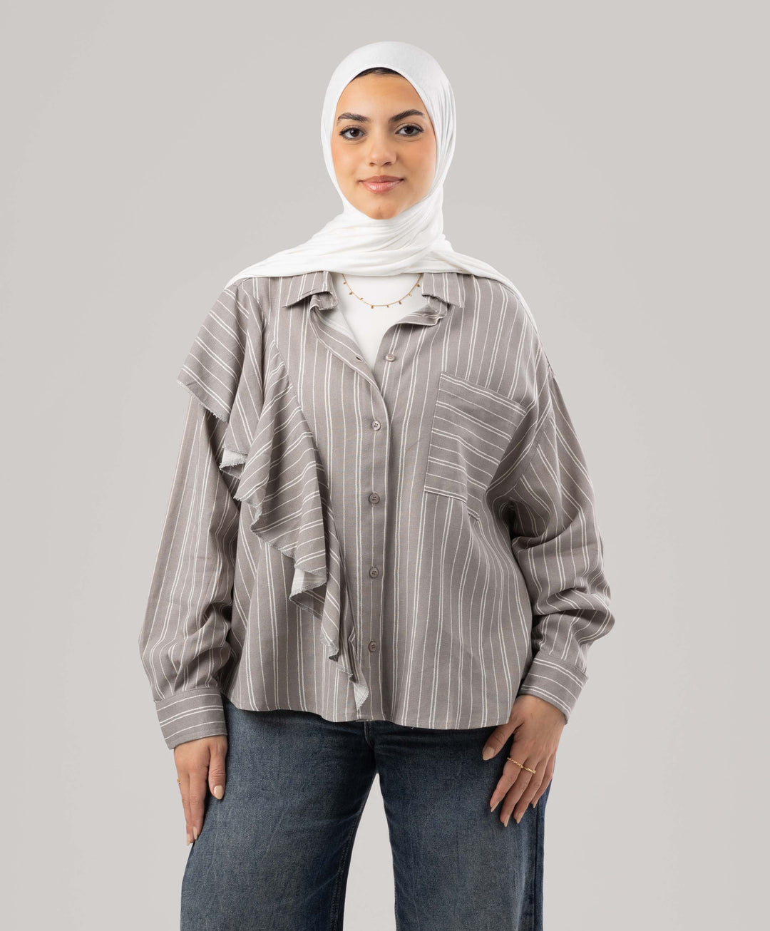 Ruffle Linen Shirt