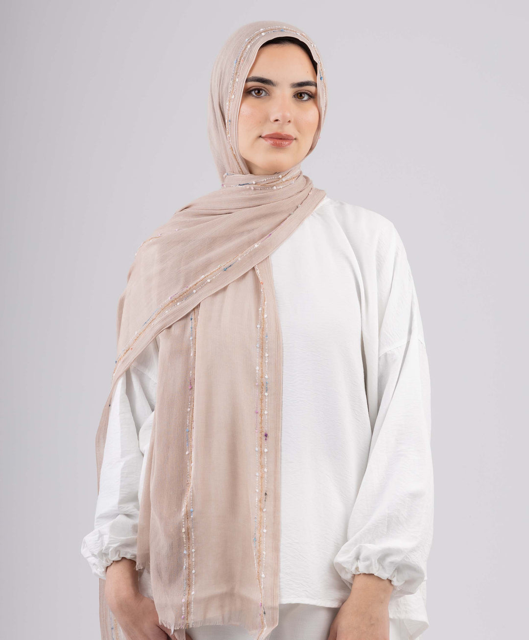 Embroidered Linen Scarf