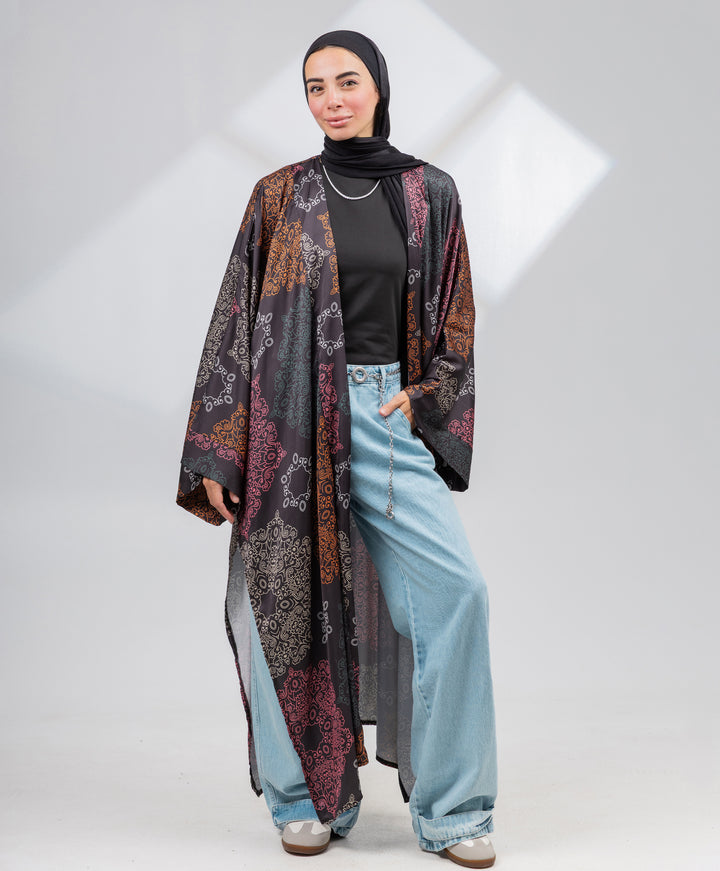Printed Satin Kimono