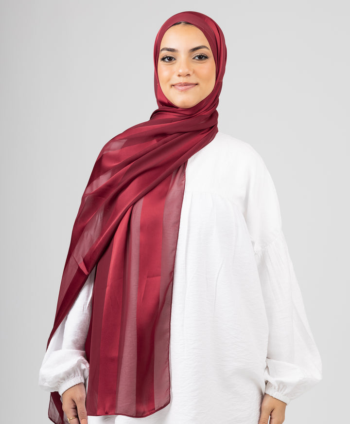 Abstract Satin Chiffon Scarf