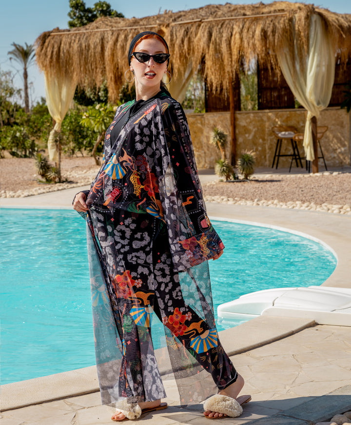 Printed Tulle Kimono