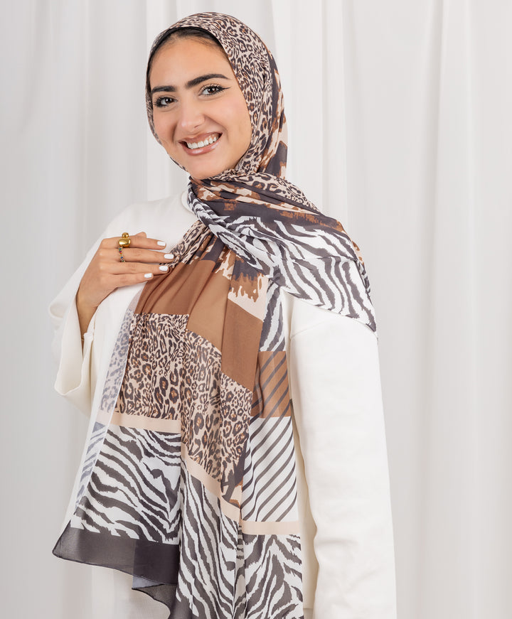 Brown Wild Chiffon Scarf