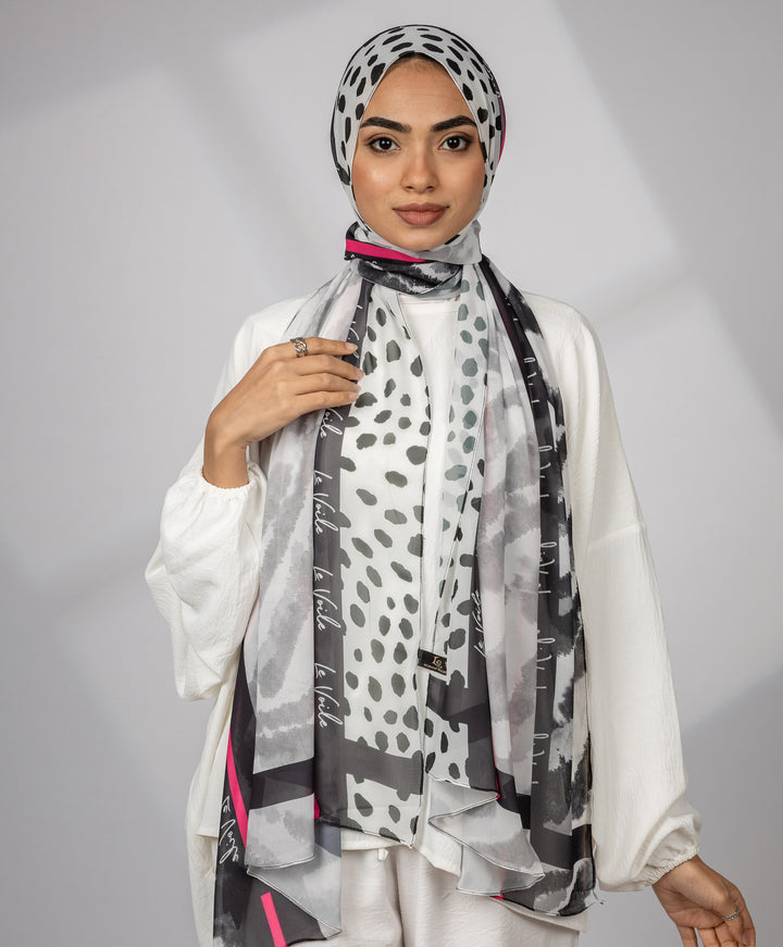 Black Dots Chiffon Scarf