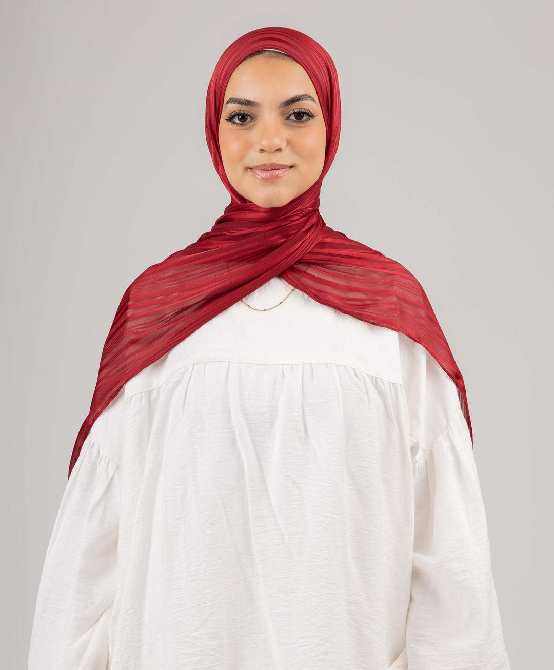 Striped Satin Chiffon Scarf