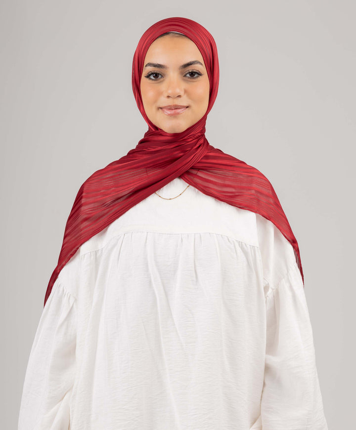 Striped Satin Chiffon Scarf
