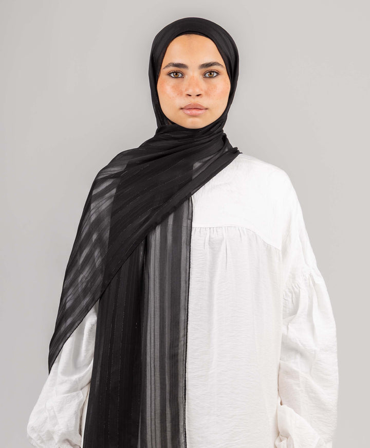 Mini Lines Glittery Satin Chiffon
