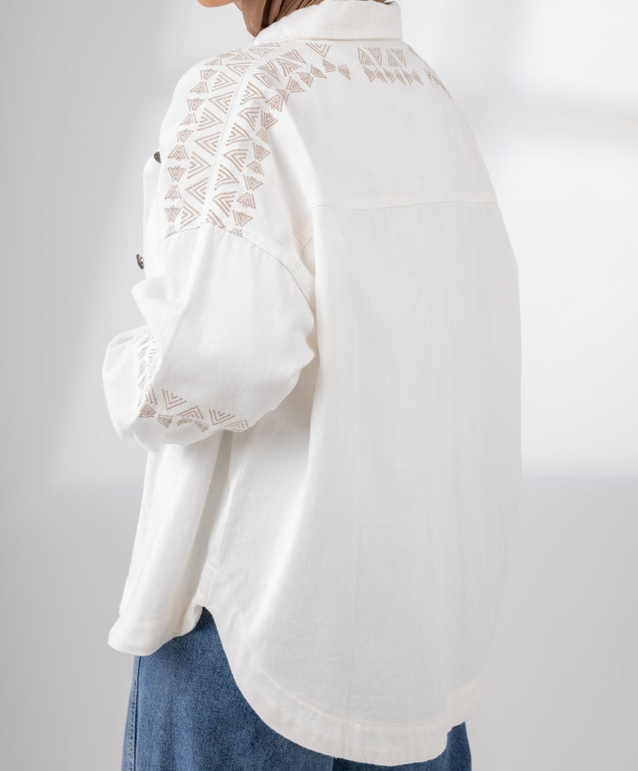 Embroidered Gabardine Shirt