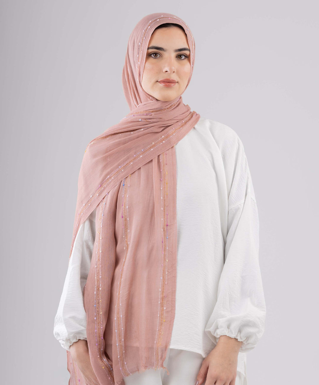 Embroidered Linen Scarf