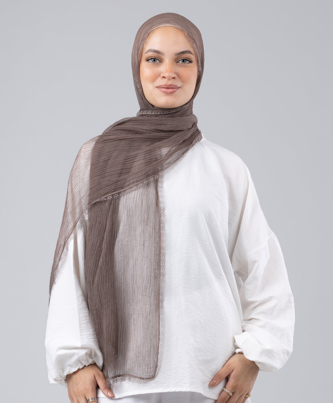 Lace Plain Crinkle Scarf