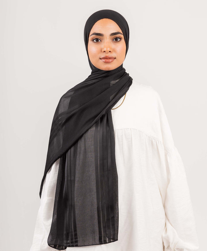 Crinkle Satin Chiffon Scarf