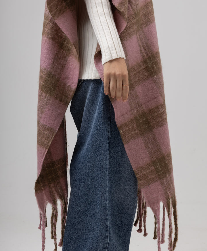 Cozy Plaid Winter Shawl