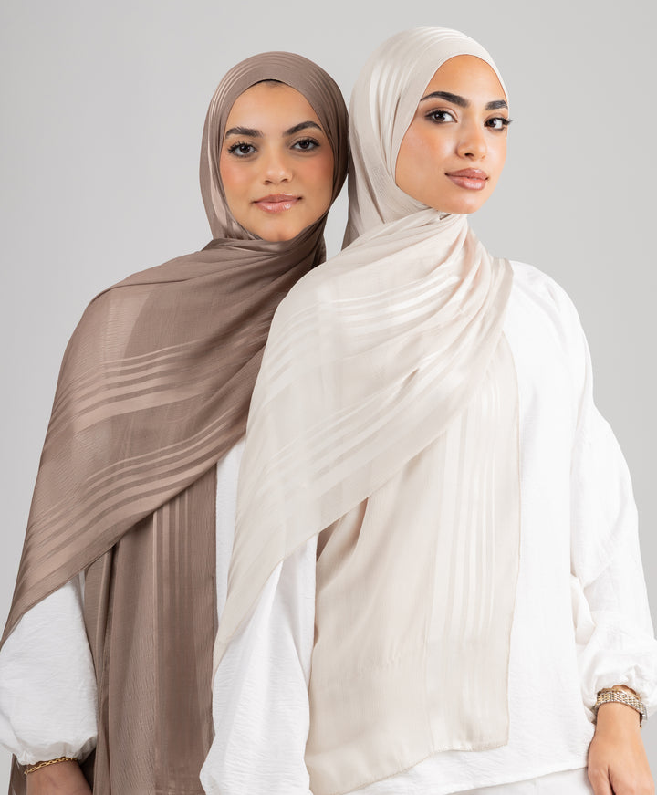 Stripe Satin Chiffon Scarf