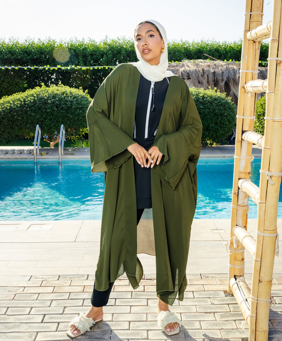 Ruffle Sleeve Chiffon Kimono