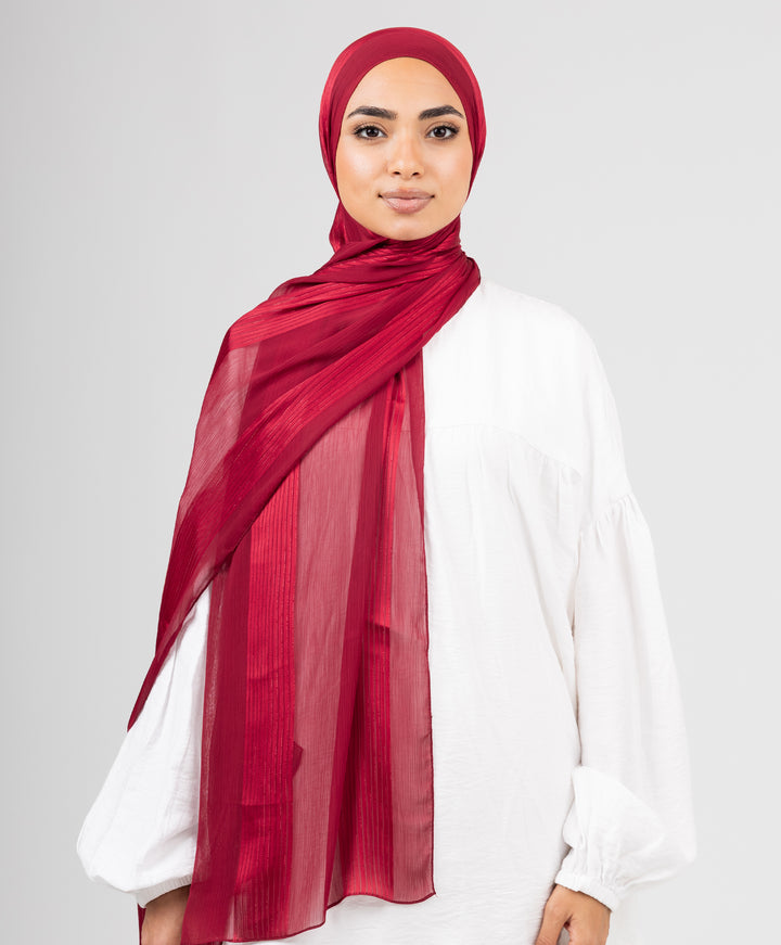 Glittery Crinkle Satin Chiffon Scarf