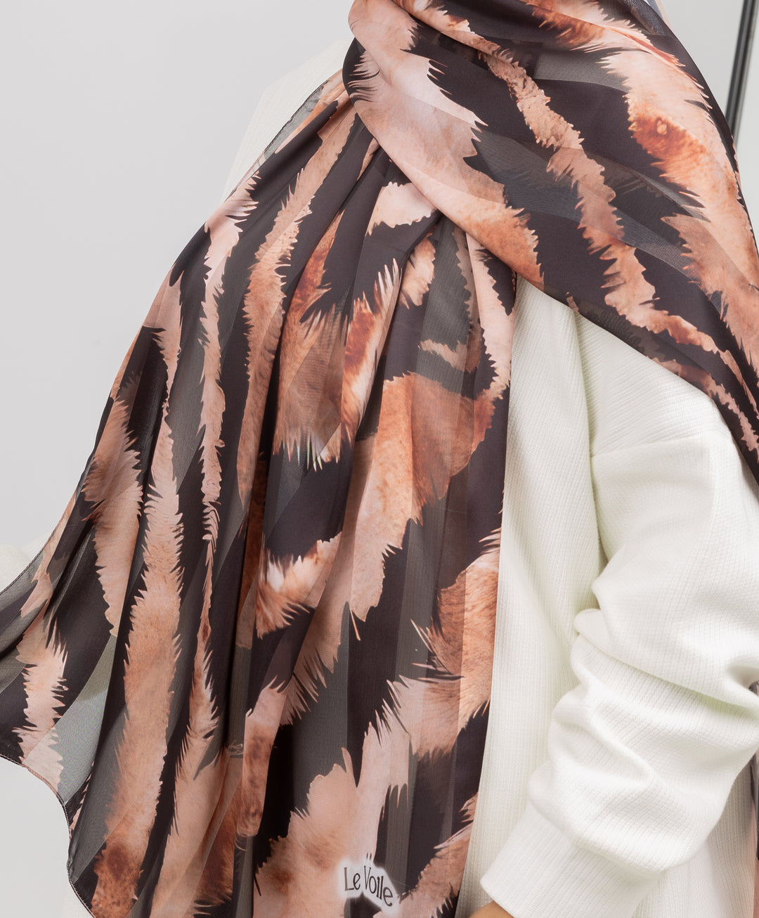 Leopard Satin Chiffon Scarf