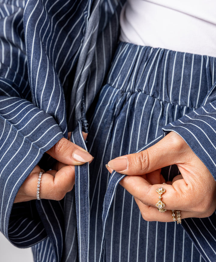 Striped Wrap Denim Set