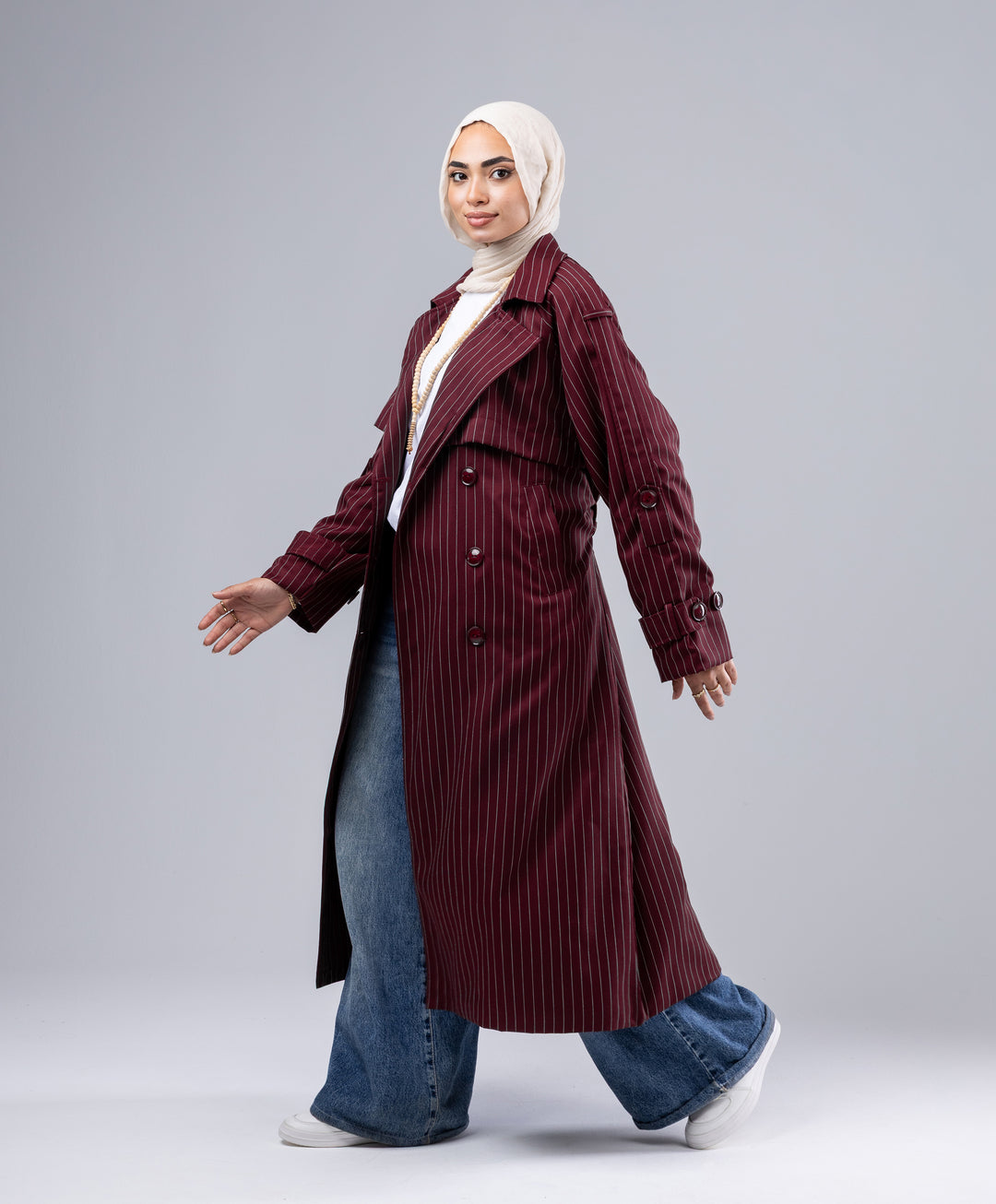 Striped Trench Coat