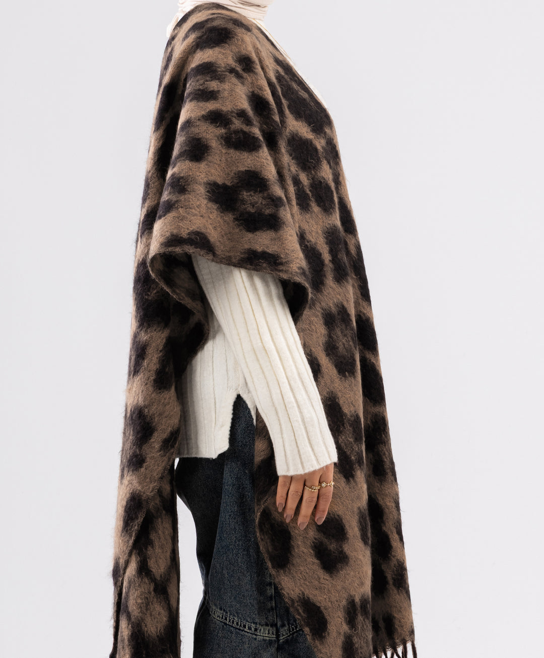 Fuzzy Leopard Winter Shawl