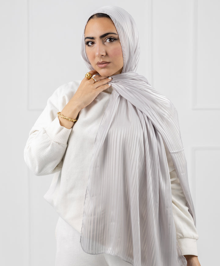 Linear Satin Chiffon Scarf