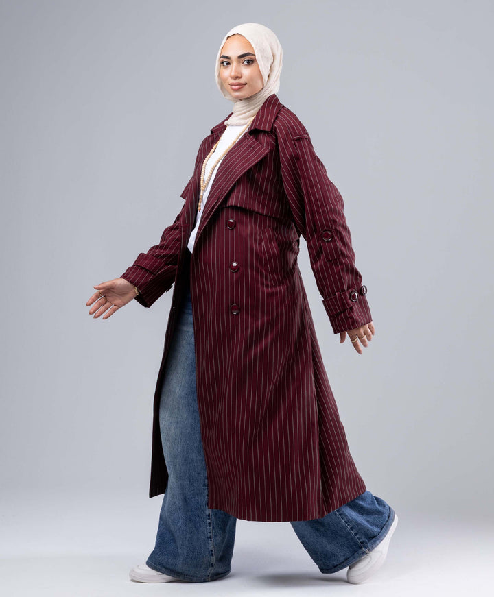 Striped Trench Coat