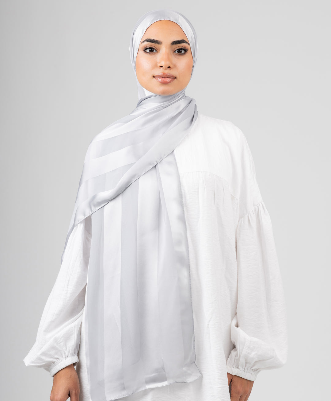 Abstract Satin Chiffon Scarf