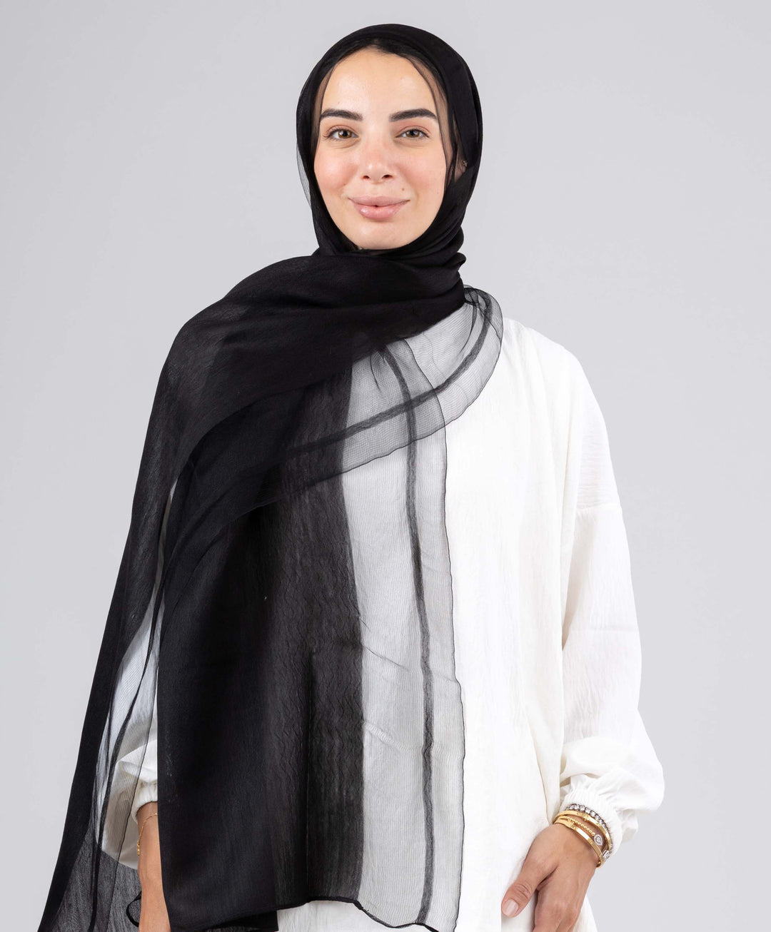 Silk Linen Zigzag Scarf