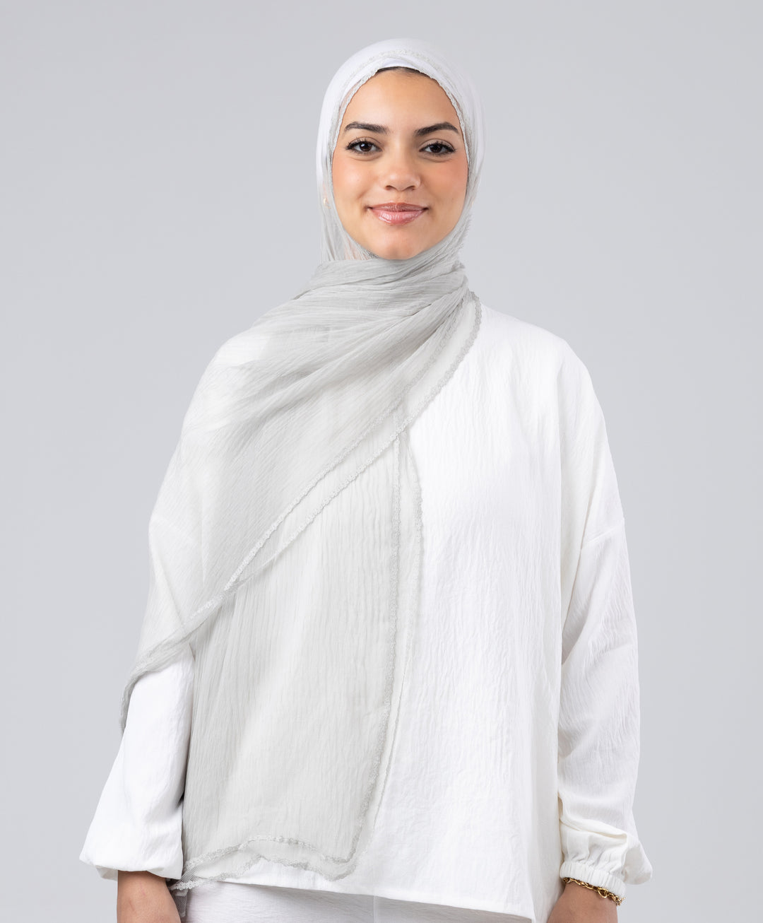 Lace Trim Crinkle Scarf