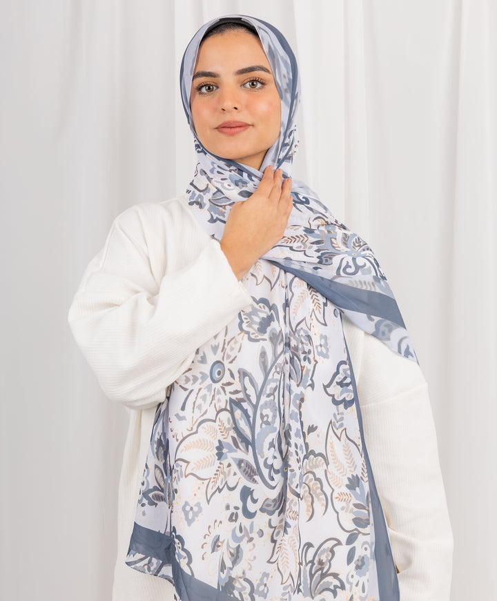 Misty Blue Chiffon Scarf