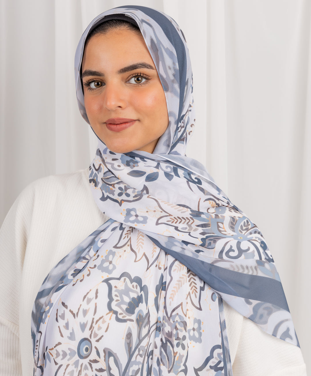 Misty Blue Chiffon Scarf