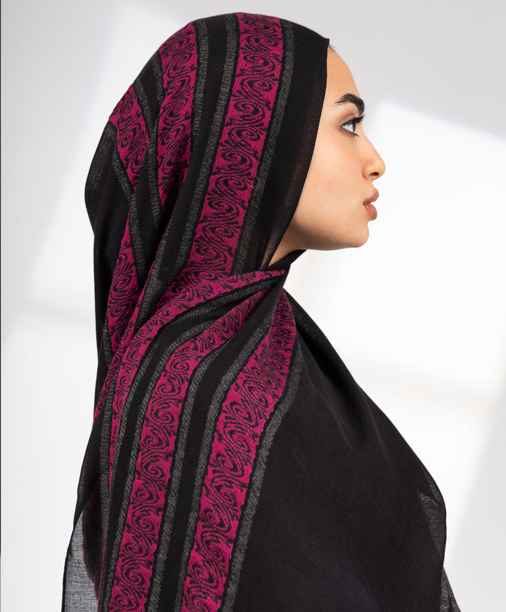 Midnight Lace Linen Scarf