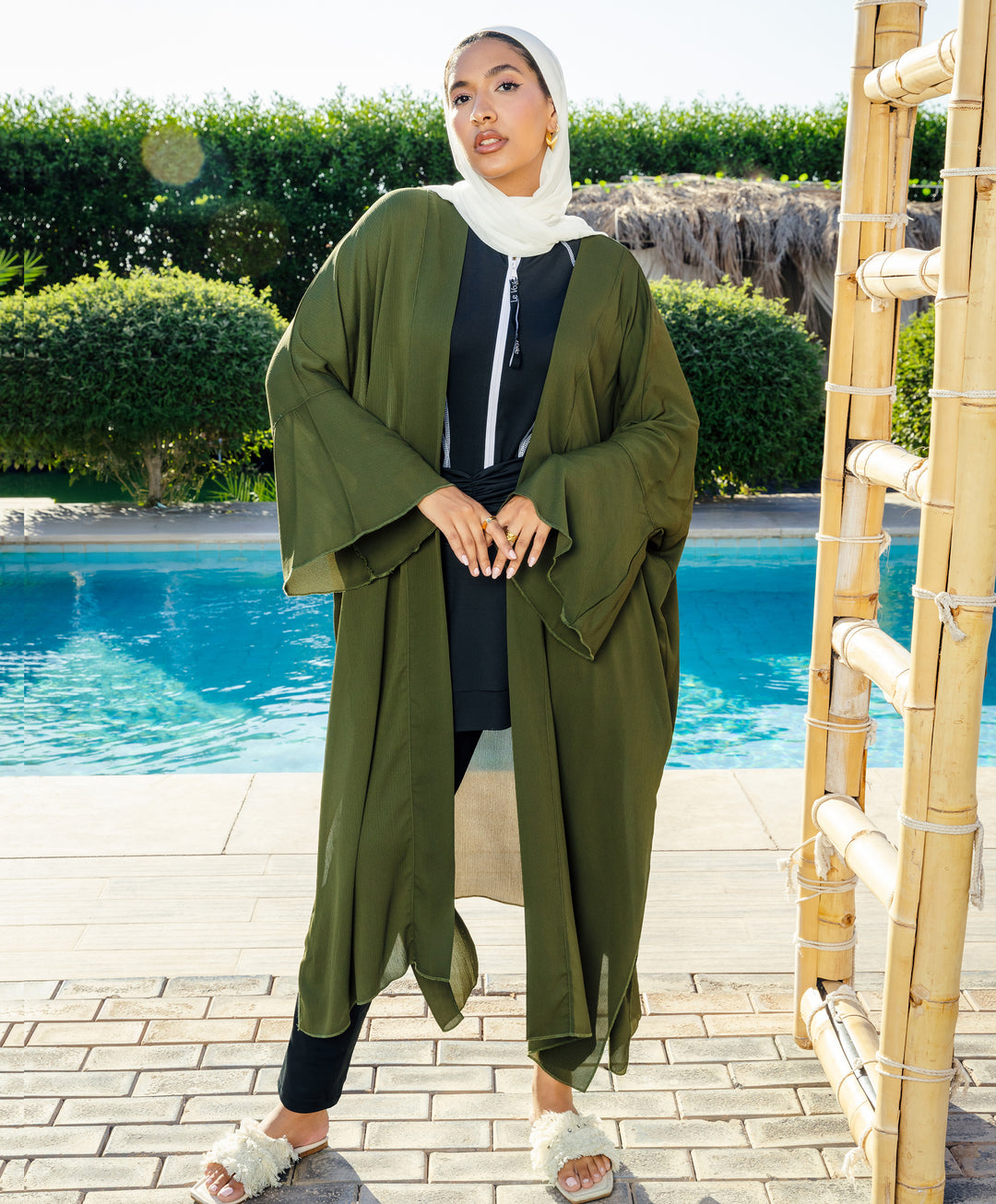 Ruffle Sleeve Chiffon Kimono