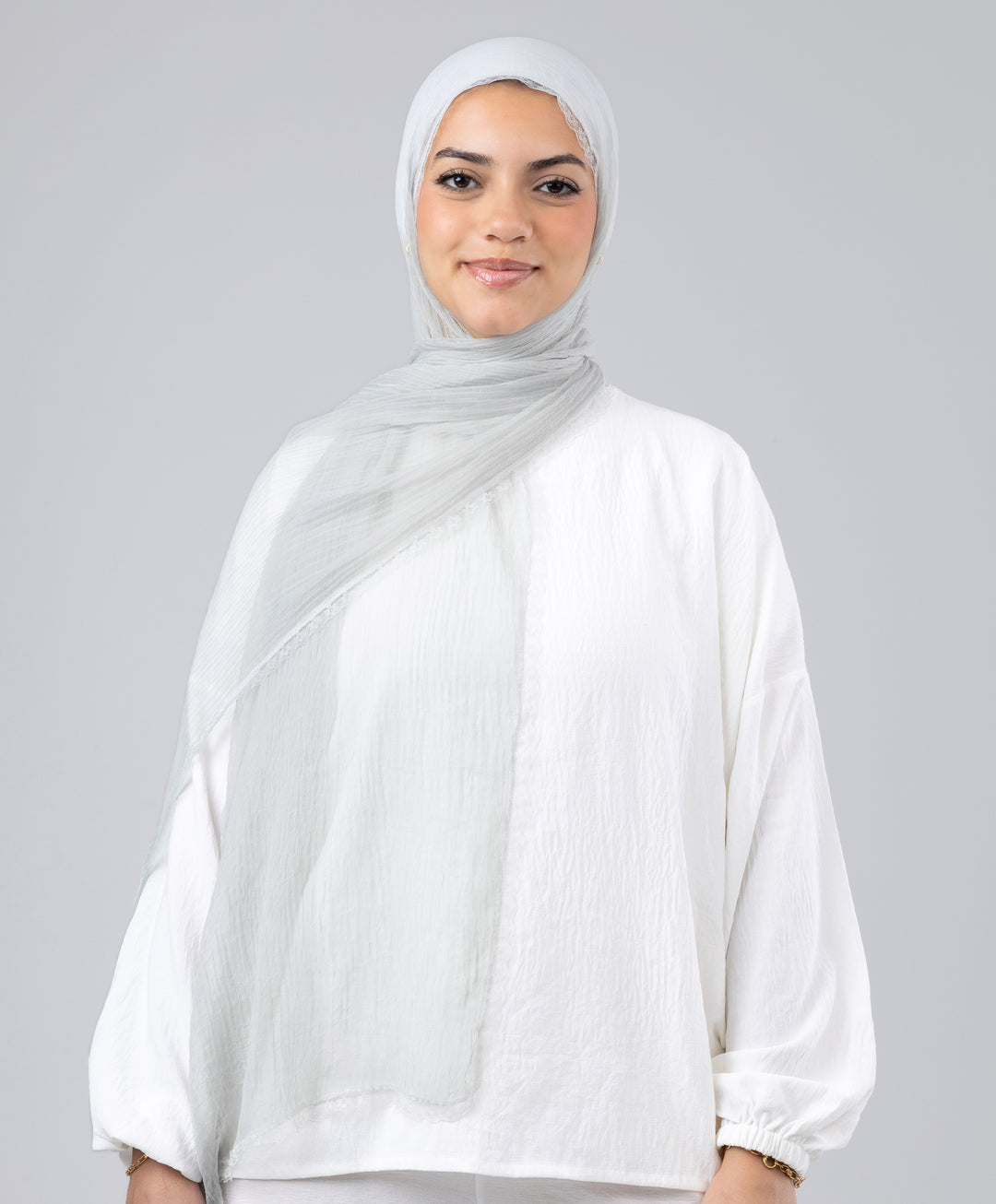 Lace Plain Crinkle Scarf