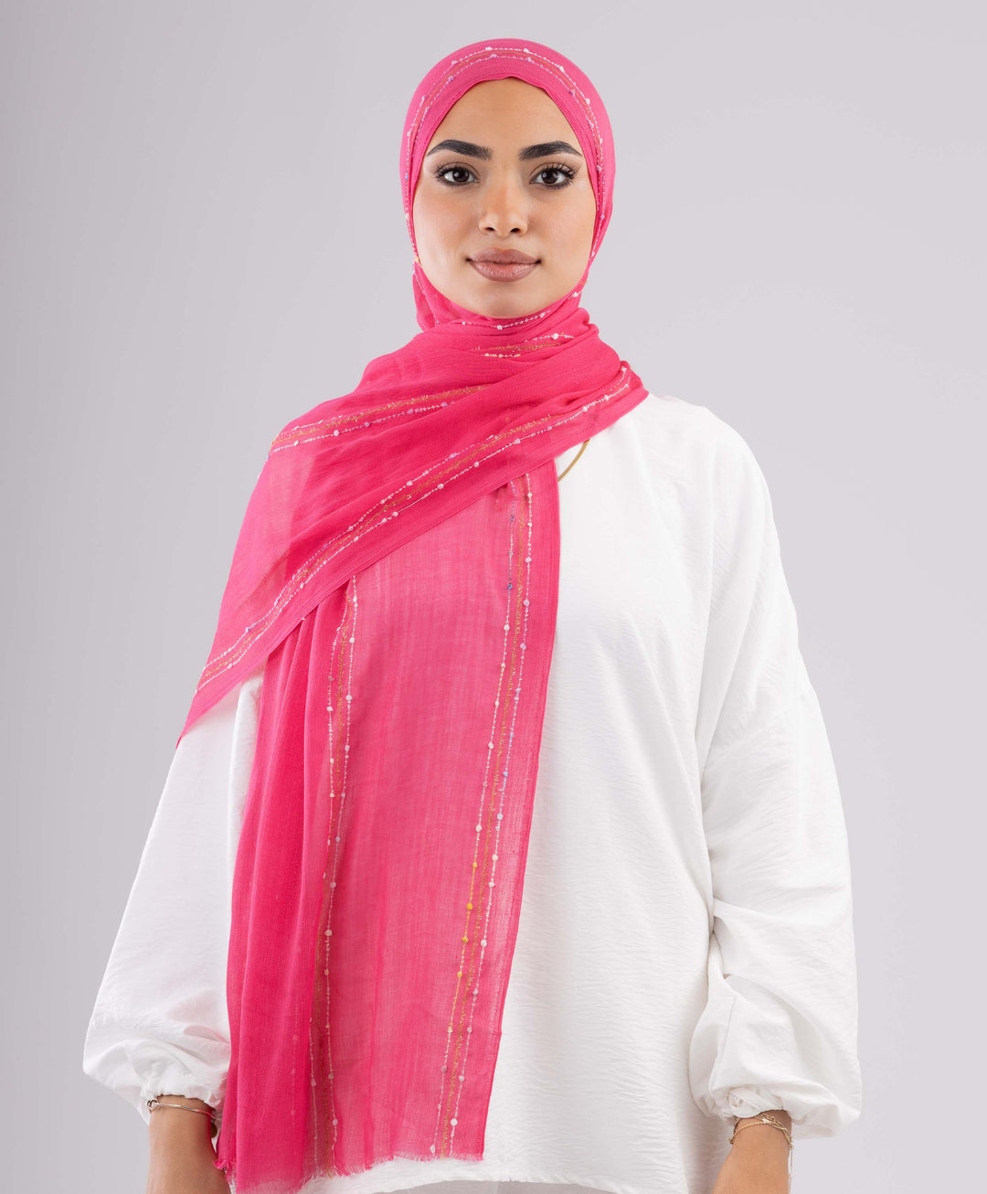 Embroidered Linen Scarf